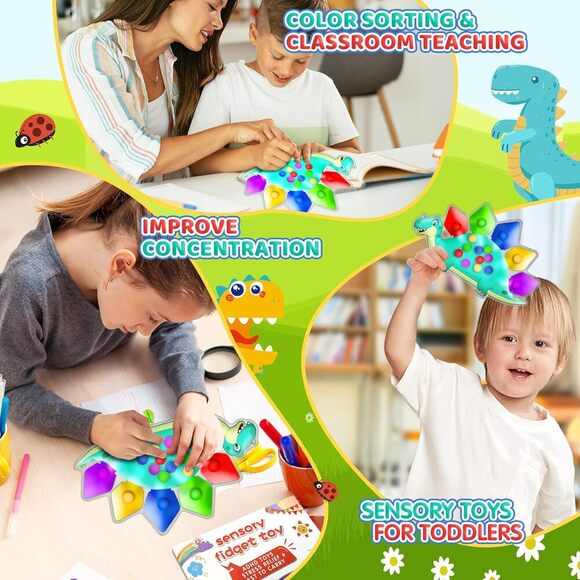 Dinosaur Color Sorting Sensory Toy Gift for Activities Fine Motor Matching - Picture 4 of 5